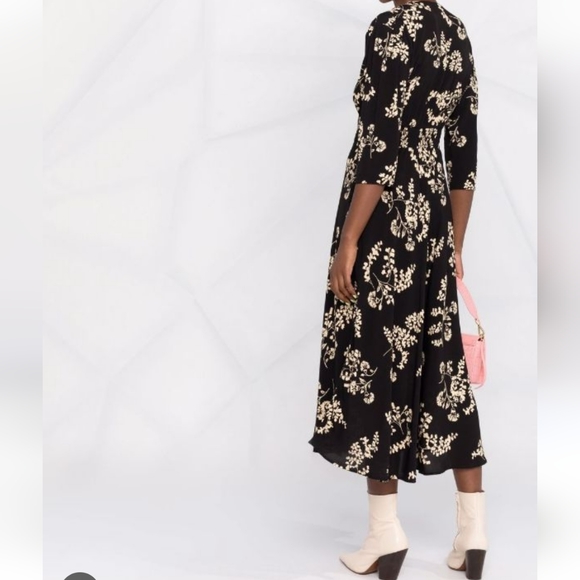 NWT BA&SH soa. Dress in Black Floral Pattern size 8 or Large - Picture 6 of 16